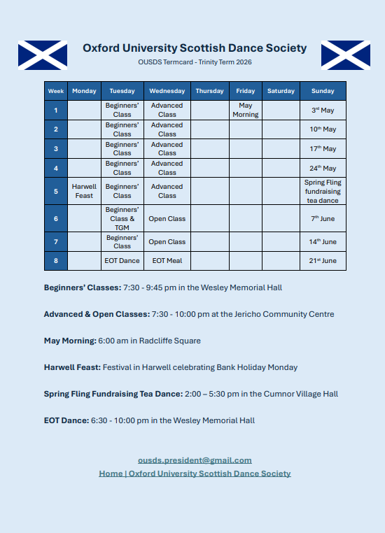 Trinity Term Card 2026
